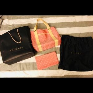 Bulgari Hand Bag and Cosmetic Bag “Authentic 100%”